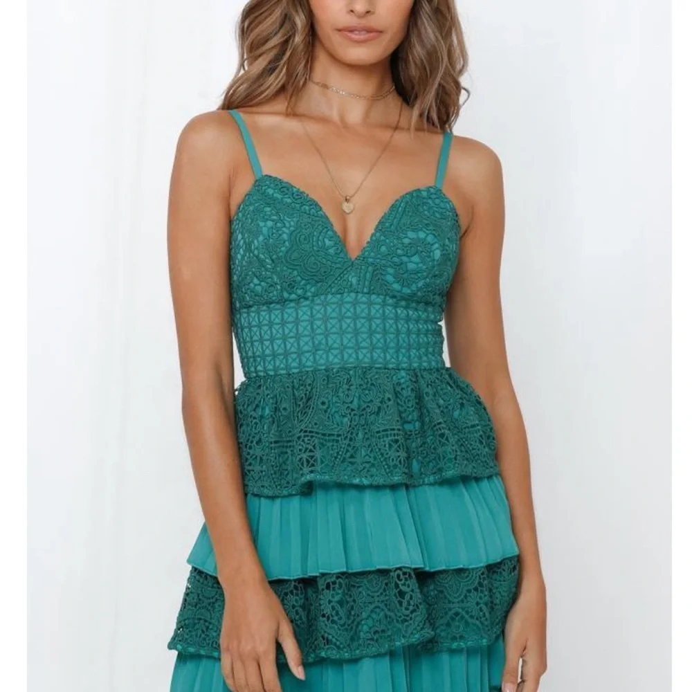 MOSSMAN *Change of Heart*  Lace Mini Dress | Jade Green |  US Size 2 | NWT - Picture 2 of 16